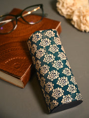 Embossed Leather Spectacle Case - Teal Buti
