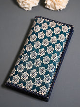 The Traveller’s Collection: Embossed Leather Wallet - Teal Buti
