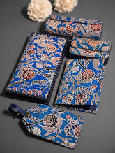The Traveller’s Collection: Embossed Leather Executive Travel Gift Set - Azure Garden (Set of 5)