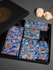The Traveller’s Collection: Embossed Leather Executive Travel Gift Set - Azure Garden (Set of 5)