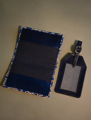 Embossed Leather Travel Set - Indigo Flowers (Set of 2)