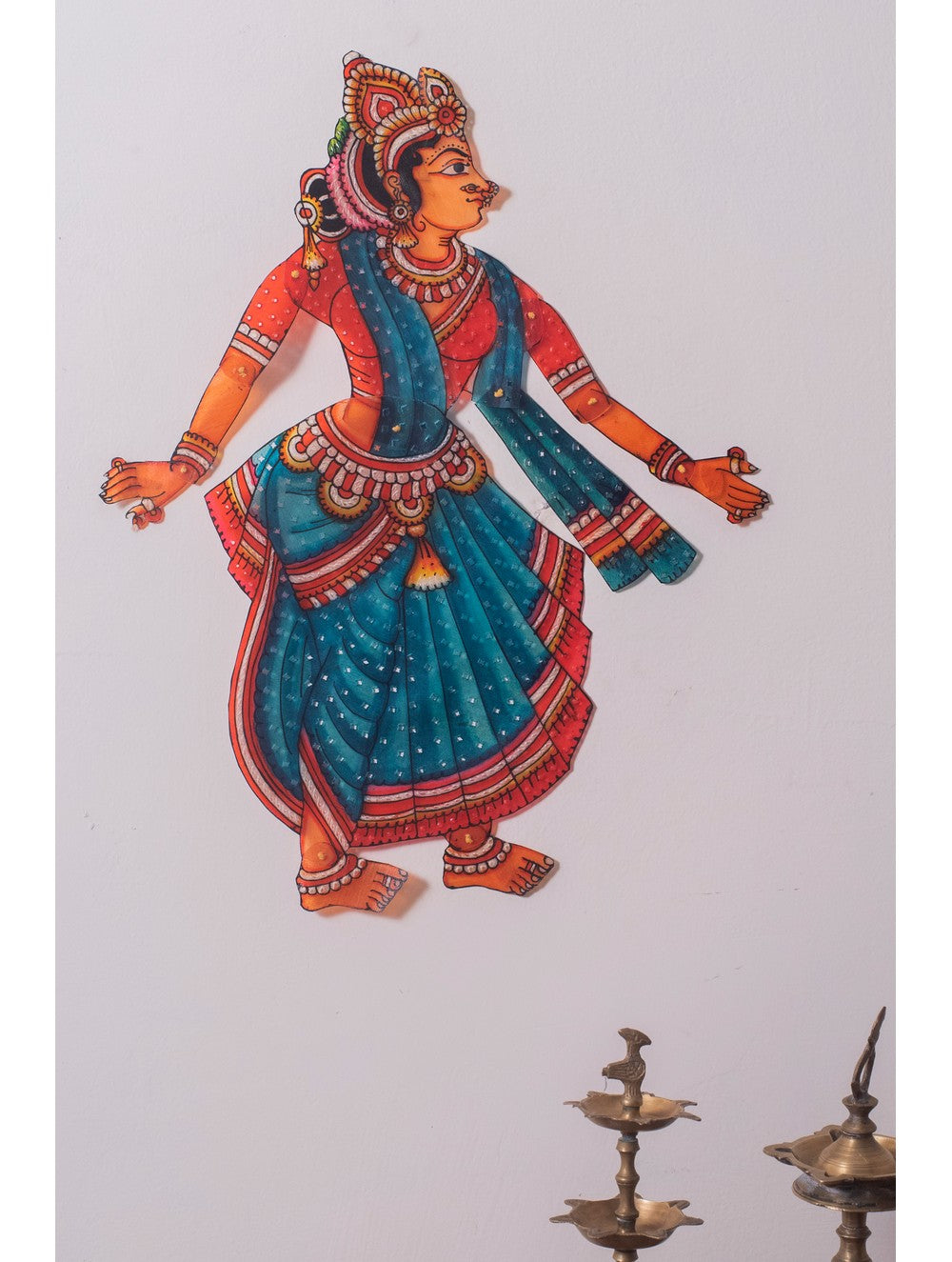 Andhra Leather Craft String Puppet - Radha (16" x 12")