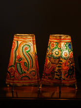 Load image into Gallery viewer, Andhra Leather Craft Lamp Shade, Small (9&quot;x 6&quot;/ Set of 2) - Fish &amp; Peacocks
