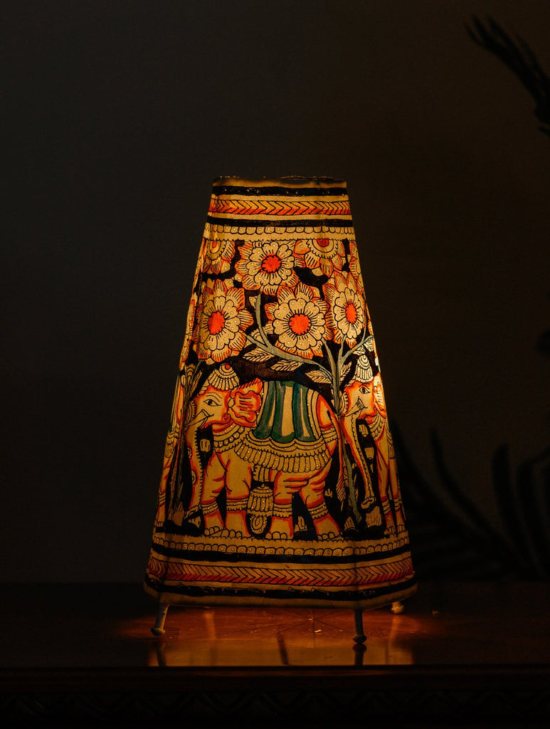 Andhra Leather Craft Table Lamp Shade, Medium (13"x 8") - Elephant