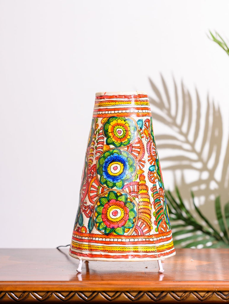 Andhra Leather Craft Table Lamp Shade, Medium (13"x 8") - Flora