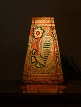 Load image into Gallery viewer, Andhra Leather Craft Table Lamp Shade, Medium (13&quot;x 8&quot;) - Orange Peacock