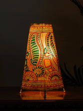 Load image into Gallery viewer, Andhra Leather Craft Table Lamp Shade, Medium (13&quot;x 8&quot;) - Peacocks