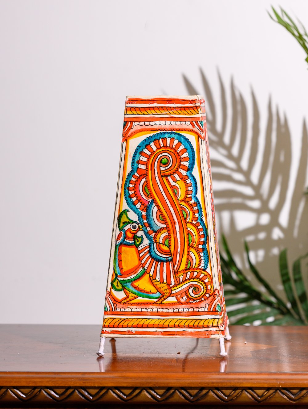 Load image into Gallery viewer, Andhra Leather Craft Table Lamp Shade, Medium (13&quot;x 8&quot;) - Square Peacock