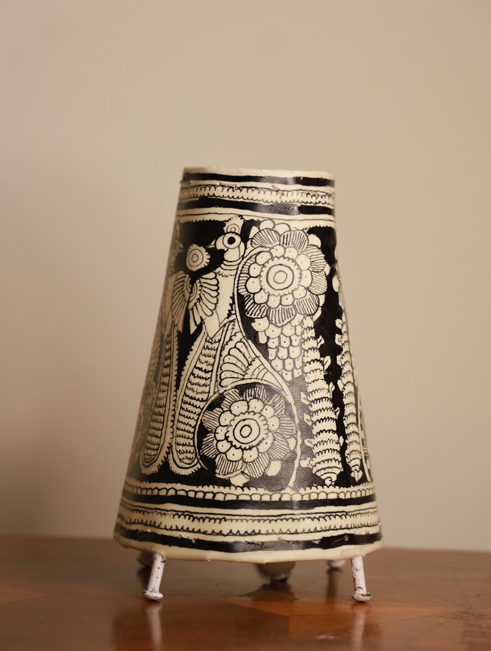 Andhra Leather Craft Lamp Shade (Small) - Black Peacock