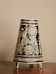 Andhra Leather Craft Lamp Shade (Small) - Black Peacock