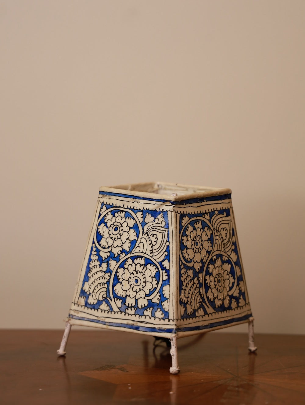 Load image into Gallery viewer, Andhra Leather Craft  Lamp Shades (Mini) - Set of 2, Blue Flora