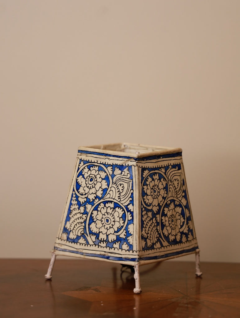 Andhra Leather Craft  Lamp Shades (Mini) - Set of 2, Blue Flora