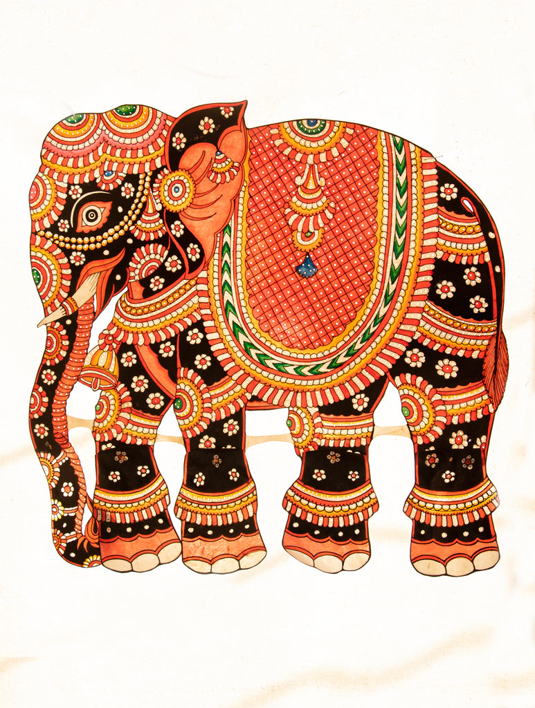Andhra Leather Painted String Puppet - Elephant - The India Craft House 