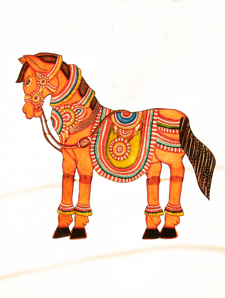 Andhra Leather Painted String Puppet - Horse - The India Craft House 
