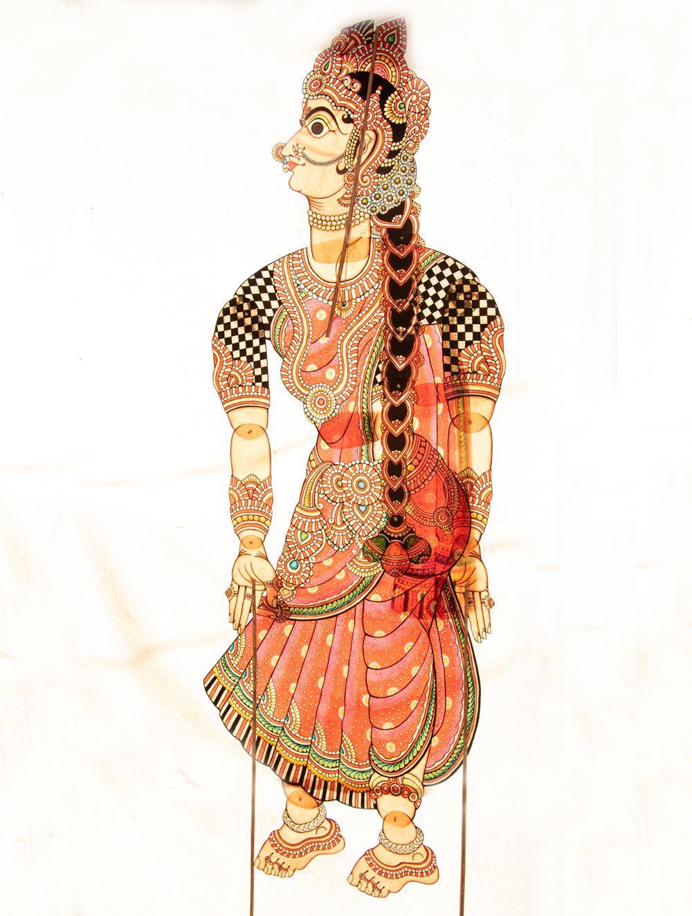 Andhra Leather Painted String Puppet (Lifesize 58" x 18") - Sita - The India Craft House