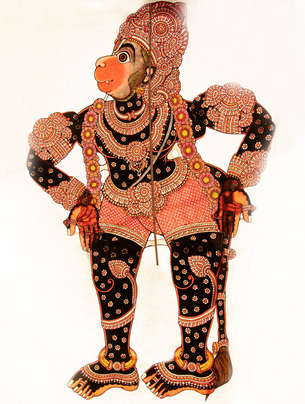 Andhra Leather Painted String Puppet (Lifesize 58" x 22") - Lord Hanuman - The India Craft House