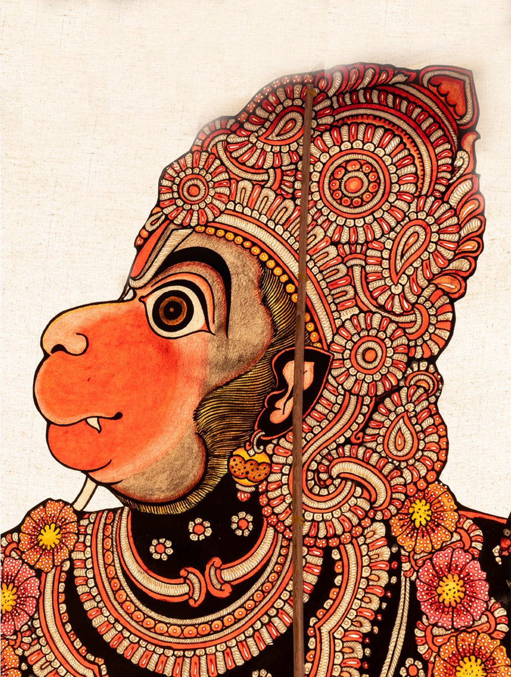 Andhra Leather Painted String Puppet (Lifesize 58" x 22") - Lord Hanuman - The India Craft House