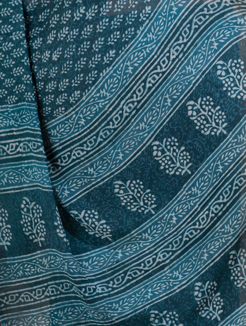 Bagru Block Printed Georgette Saree - Leaf Grace (With Blouse Piece)