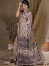 Bagru Block Printed Maheshwari Saree - Floret Bloom (With Blouse Piece)
