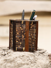 Bamboo Wooden Stationery Holder - The India Craft House