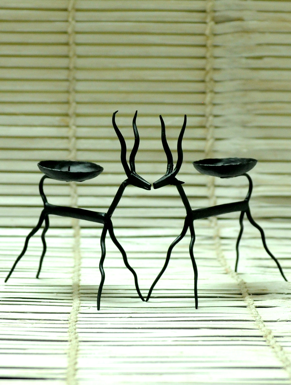 Bastar Tribal Art - Candle Holders - Deer (Set of 2) - The India Craft House