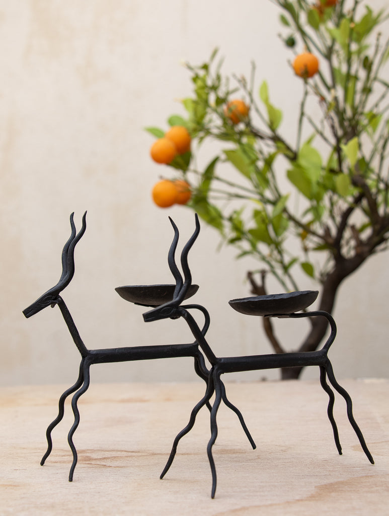 Bastar Tribal Art - Candle Holders - Deer (Set of 2) - The India Craft House 