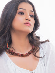 Bengal Wooden Beads Neckpiece - Brown