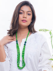 Bengal Wooden Beads Neckpiece - Leaf Green
