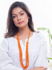 Bengal Wooden Beads Neckpiece - Orange