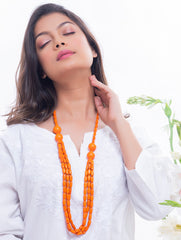 Bengal Wooden Beads Neckpiece - Orange