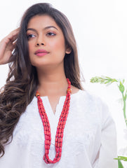 Bengal Wooden Beads Neckpiece - Red