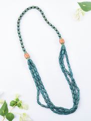 Bengal Wooden Beads Neckpiece - Teal