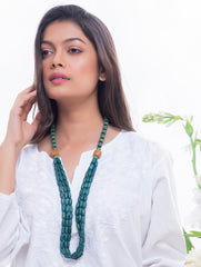 Bengal Wooden Beads Neckpiece - Teal