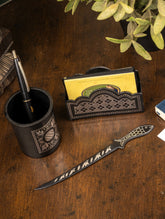 Bidri Craft Desk Accessories (Set of 3 - Card Holder, Pen Stand, Paper Cutter)