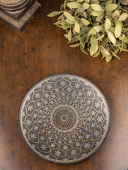 Bidri Craft Wall Plate / Table Curio - Mughal Series (Dia 8")