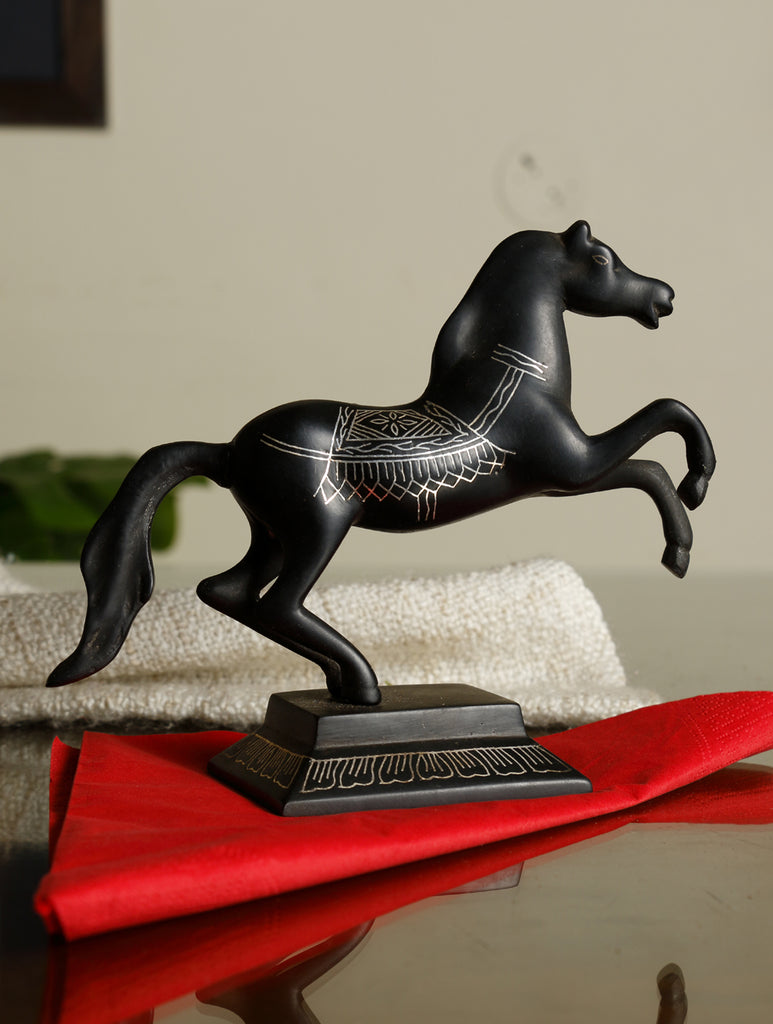 Bidri Craft Curio - Horse - The India Craft House 