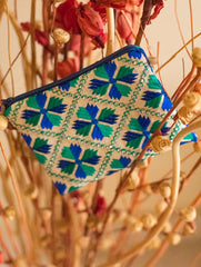Blue Green Embellished Coin Pouch