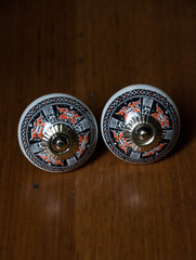 Blue Pottery Door Knobs - (Set of 2) - The India Craft House