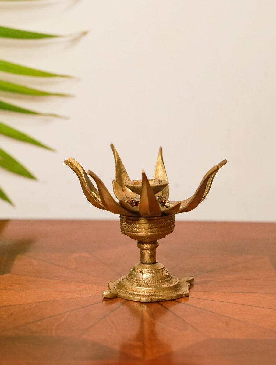 Buy Brass Moulded Folding Candle Holder The Lotus Online