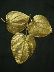 Brass 3 Leaf Platter / Wall Plaque - Paan Leaf - The India Craft House