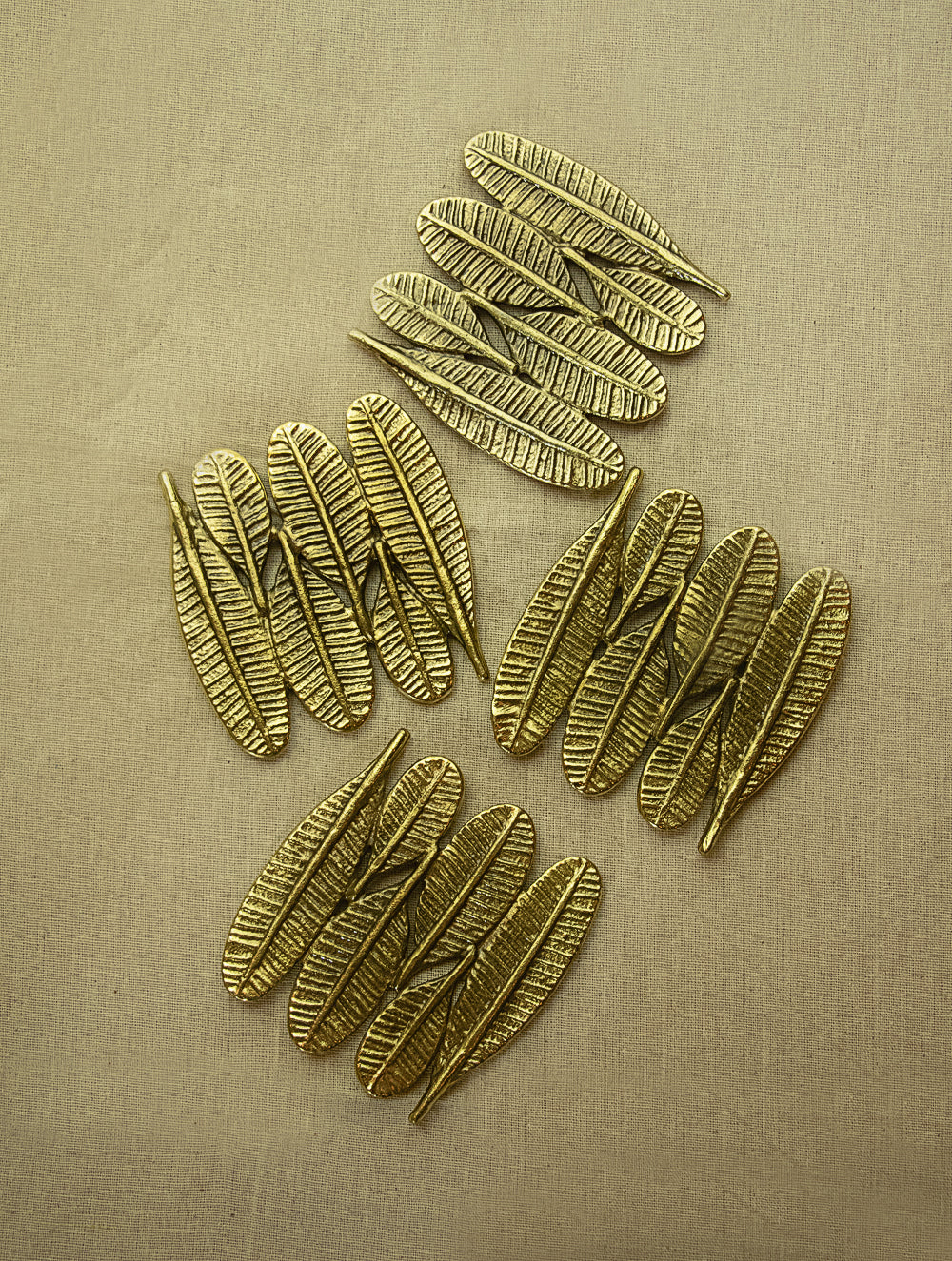 Brass Coaster Set - Temple flower Leaves (Set of 4) - The India Craft House