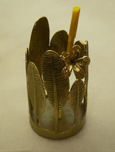 Brass Pen / Spoon Holder - Temple Flower Leaves - The India Craft House