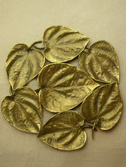 Brass Wall Plaque / Serving Platter - Paan Leaves - The India Craft House