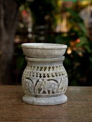 Carved Filigree Stone Aroma Oil Diffuser Lamp