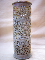 Carved Filigree Stone Curio / Candle Holder