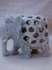 Carved Filigree Stone Elephant Curio