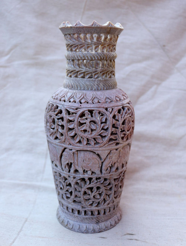 Carved Filigree Stone Vase