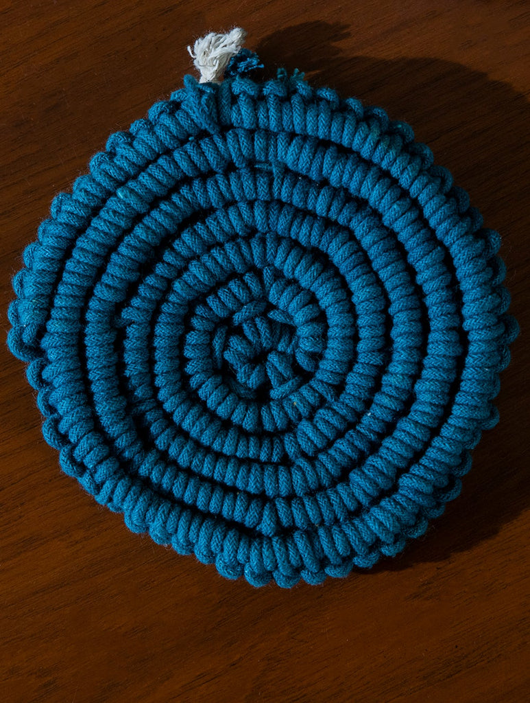 Classic Hand knotted Macramé Coaster Sets (Set of 2) - Blue