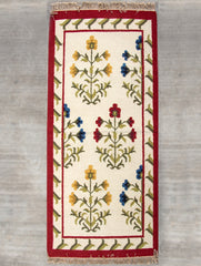 Handwoven Kilim Long Runner Rug (6 x 2 ft) - Floral - The India Craft House