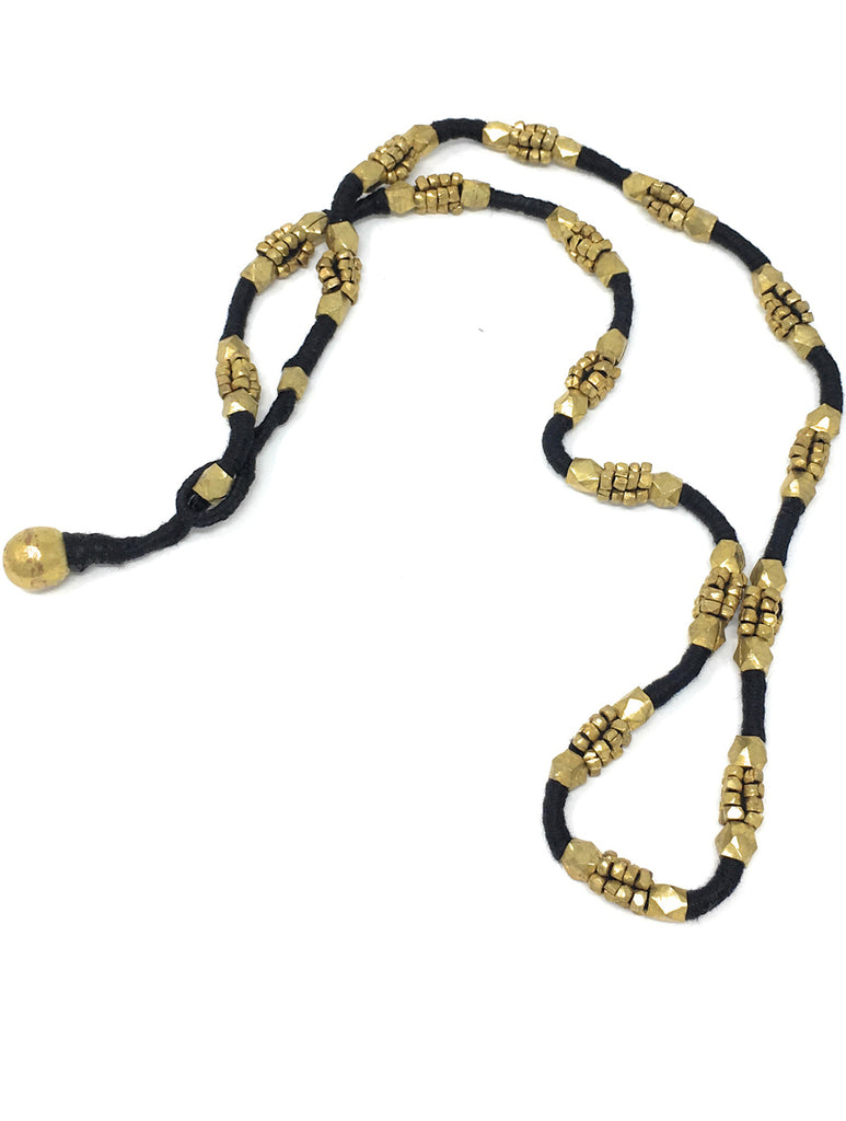 Dhokra Craft Metal & Black Thread Beaded Necklace - The India Craft House 